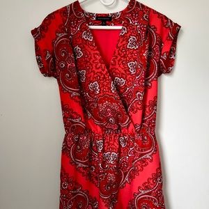 Red paisley patterned shorts romper, gathered waste by Banana Republic. Size 2.